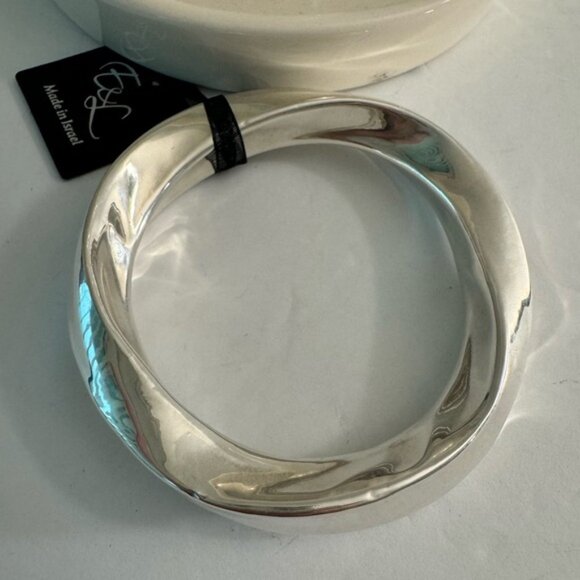 E&L Sterling Silver Bangle Statement Bracelet Israel Electroform Wavy D-2/5" - Picture 5 of 16